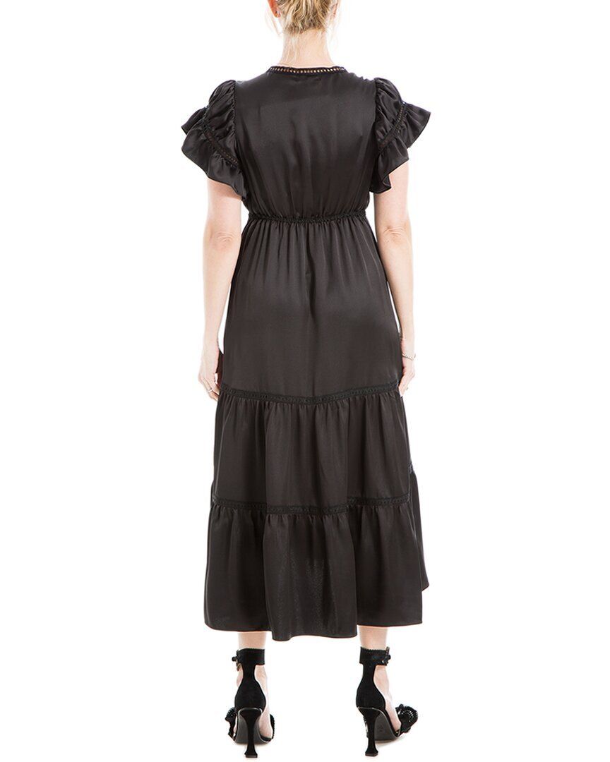막스 스튜디오 슬리브 새틴 브이넥 맥시 드레스 Max Studio Flutter Sleeve Satin V-Neck Maxi Dress 1411263717