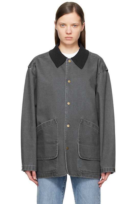 그레이 니트 넥 카라 자켓 Gray Knit Collar Field Jacket 17455591
