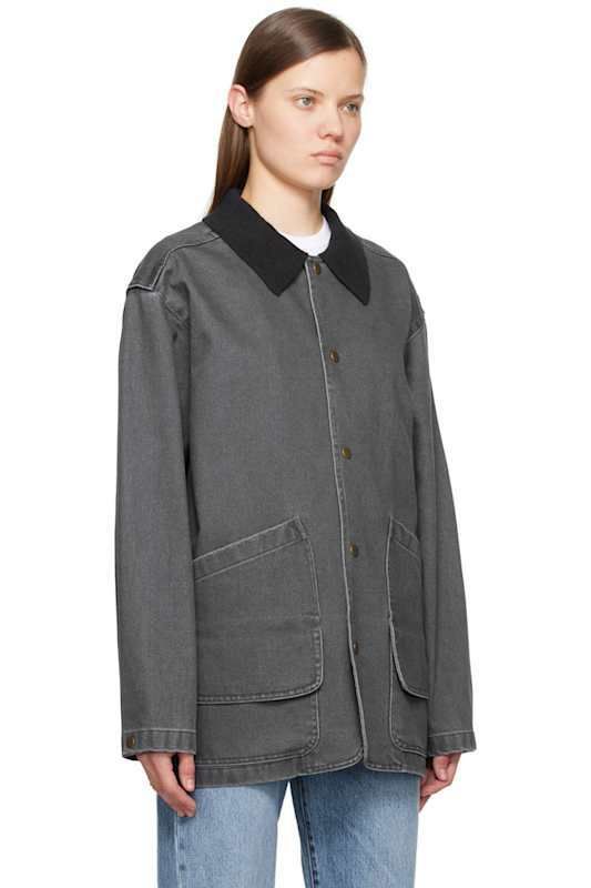 그레이 니트 넥 카라 자켓 Gray Knit Collar Field Jacket 17455591