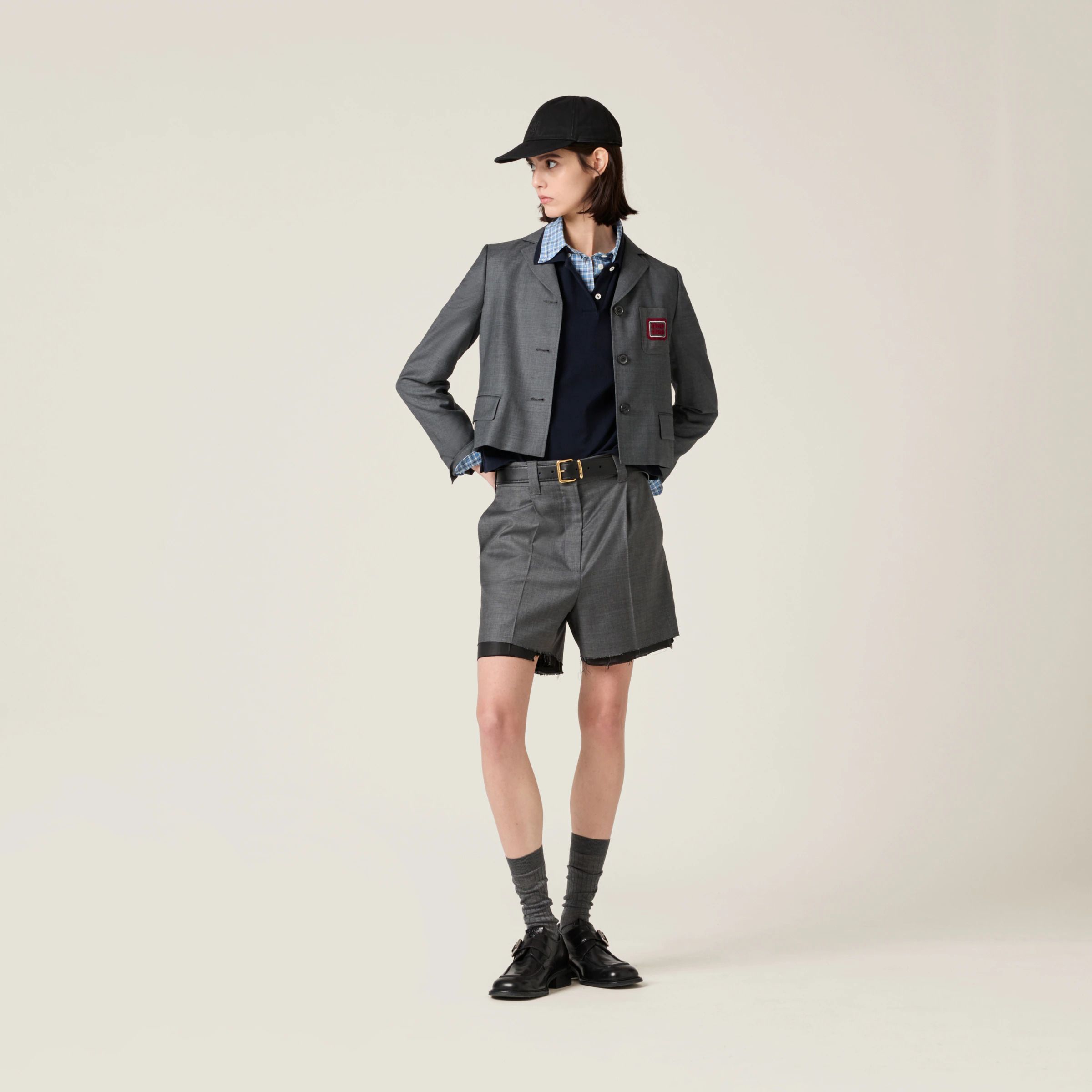 자켓 로고 Single-breasted grisaille jacket with logo MH1783 11RF F0480 S VM1