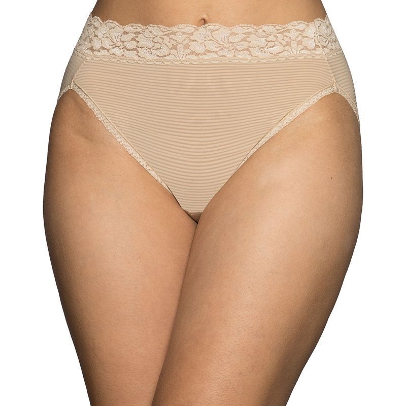여성 레이스 Women's Flattering Lace Hi-Cut Panty Underwear 13280, extended sizes available 1948345 Damask Neutral Stripe