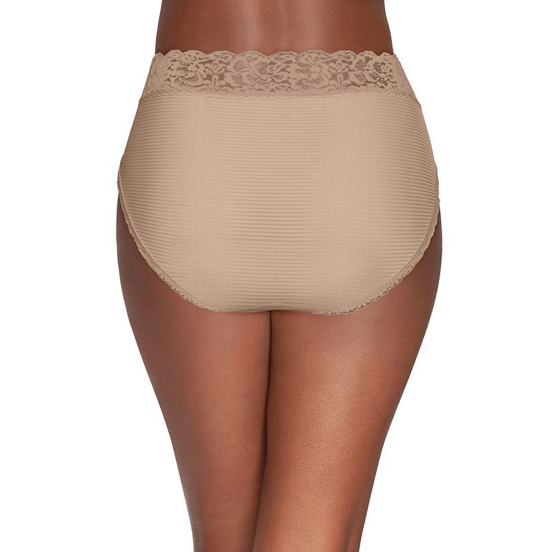 여성 레이스 Women's Flattering Lace Hi-Cut Panty Underwear 13280, extended sizes available 1948345 Damask Neutral Stripe