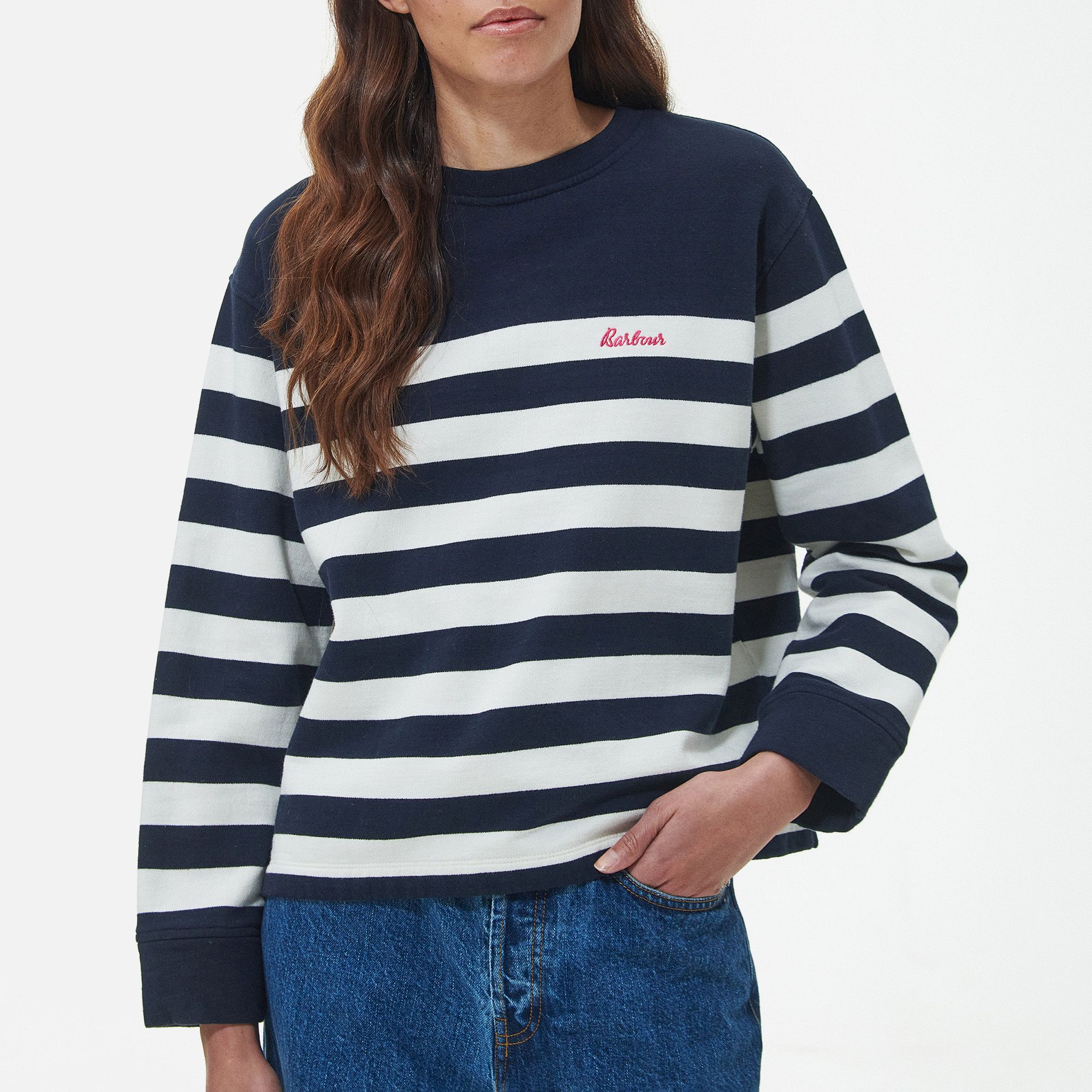스트라이프 점퍼 Barbour Aster Striped Cotton-Jersey Jumper 14764521