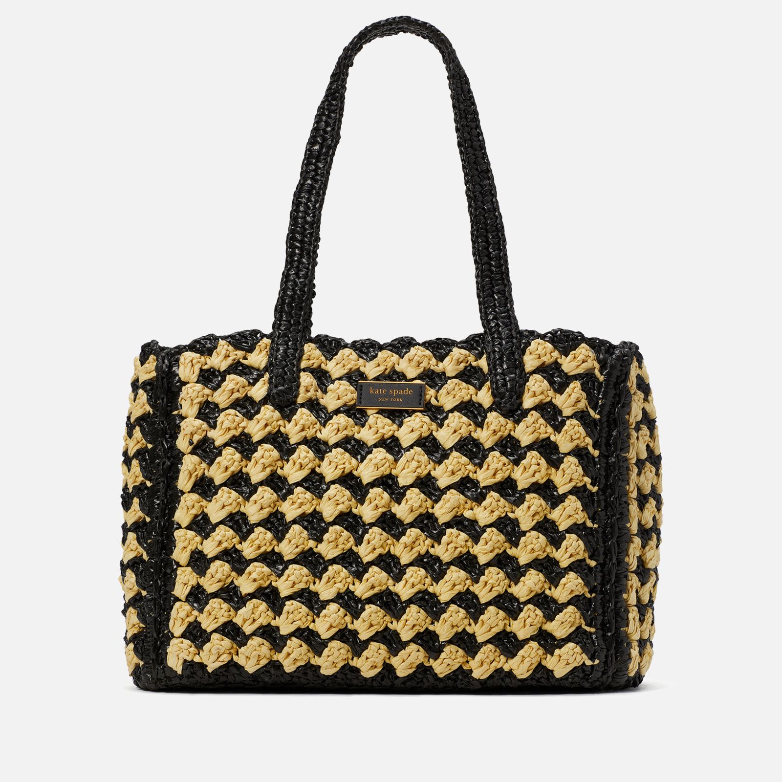 케이트 뉴 욕 하이 스트라이프 라피아 미디움 토트 가방 Kate Spade New York High Tide Striped Crochet Raffia Medium Tote Bag 14539110