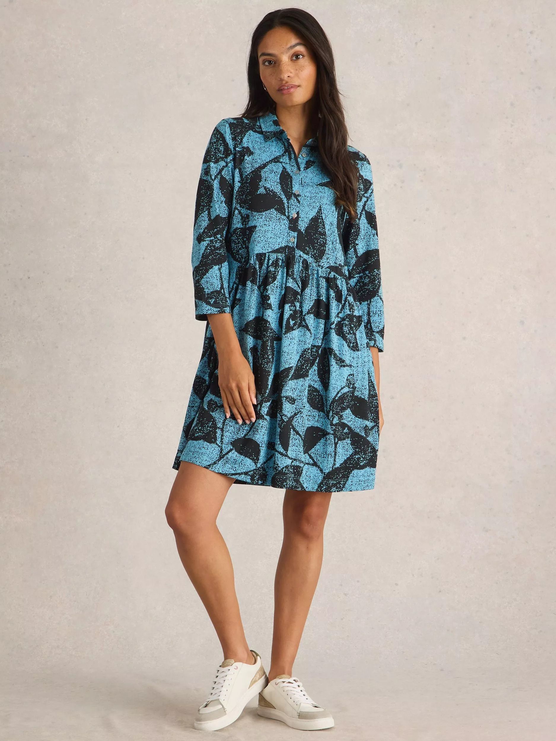 오가닉 코튼 블렌드 저지 셔츠 드레스 Everly Organic Cotton Blend Jersey Shirt Dress, Blue/Black 112721280