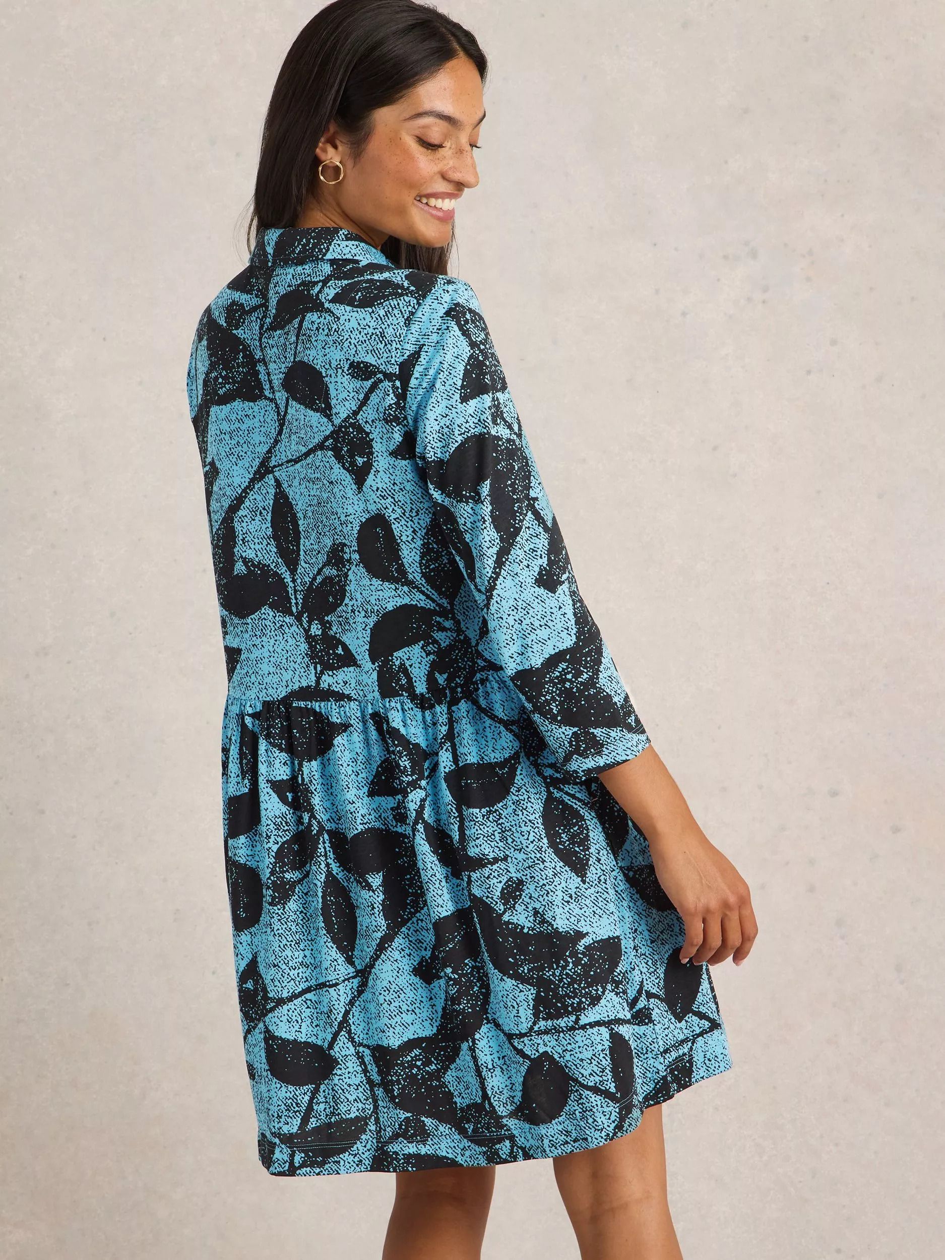 오가닉 코튼 블렌드 저지 셔츠 드레스 Everly Organic Cotton Blend Jersey Shirt Dress, Blue/Black 112721280