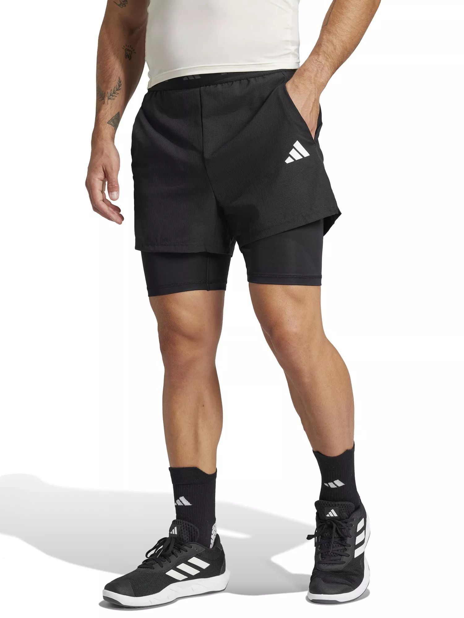 남성 투인원 바지 블랙 Men's Gym+ 2-in-1 Shorts, Black 112983105