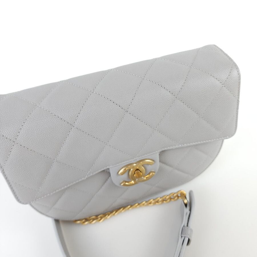 CHANEL Half Moon Flap Messenger Shoulder Crossbag AS2485