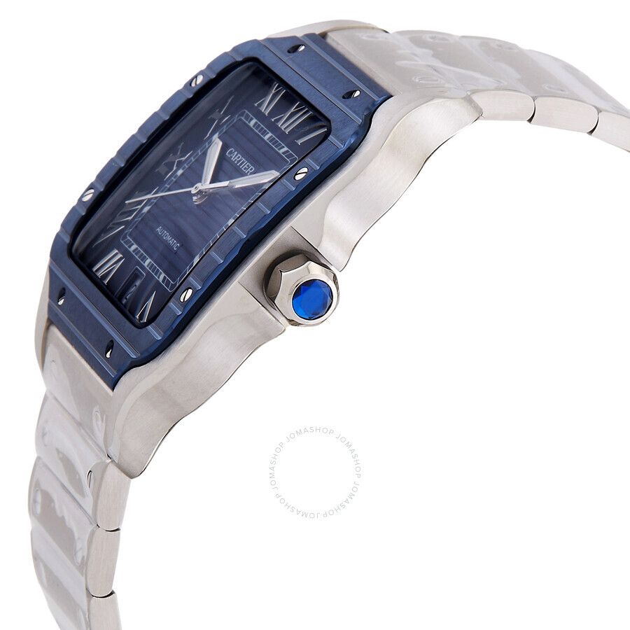 라지 블루 다이얼 오토매틱 남성 시계 Santos Large Model Blue Striated Dial Automatic Men's Watch WSSA0048 CRTWSSA0048