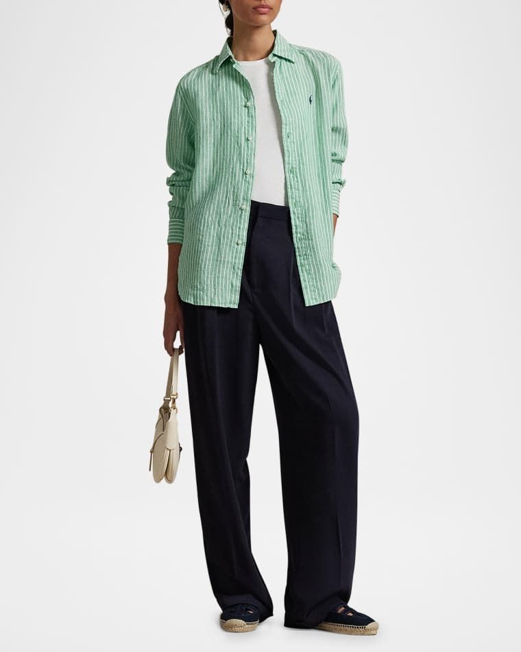 오버사이즈 핏 린넨 셔츠 Oversize Fit Linen Shirt prod2791502311818A GREEN WHITE