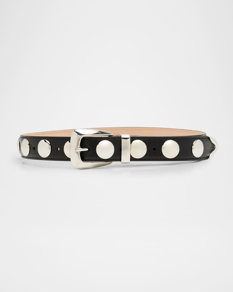 스터드 가죽 벨트 Benny Silvertone Studded Leather Belt prod277670008BLACK