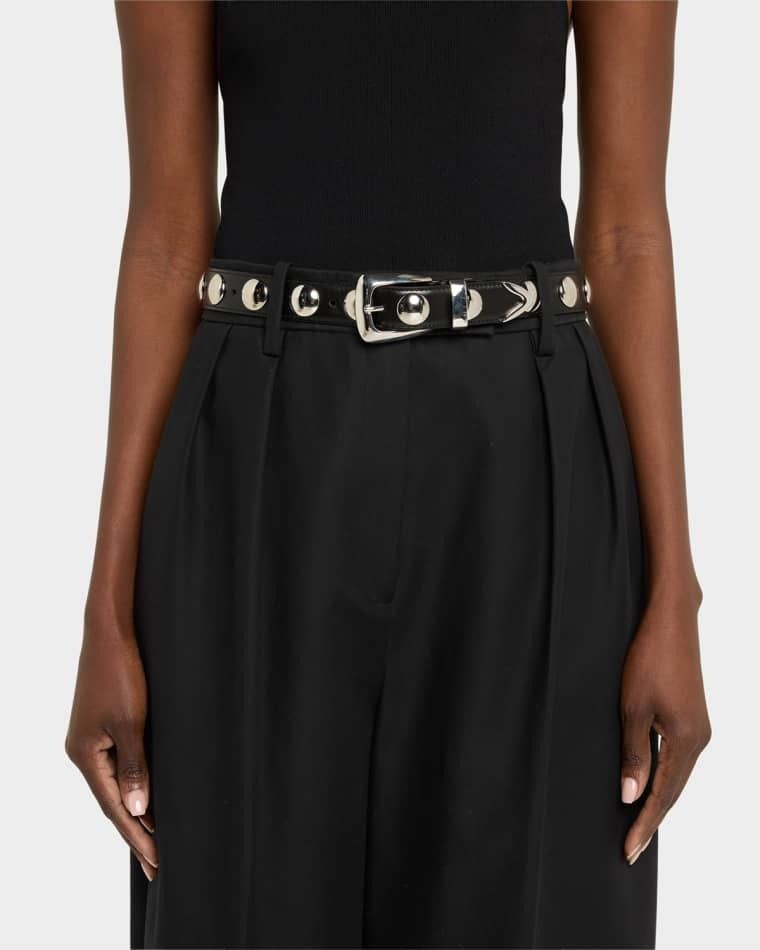 스터드 가죽 벨트 Benny Silvertone Studded Leather Belt prod277670008BLACK
