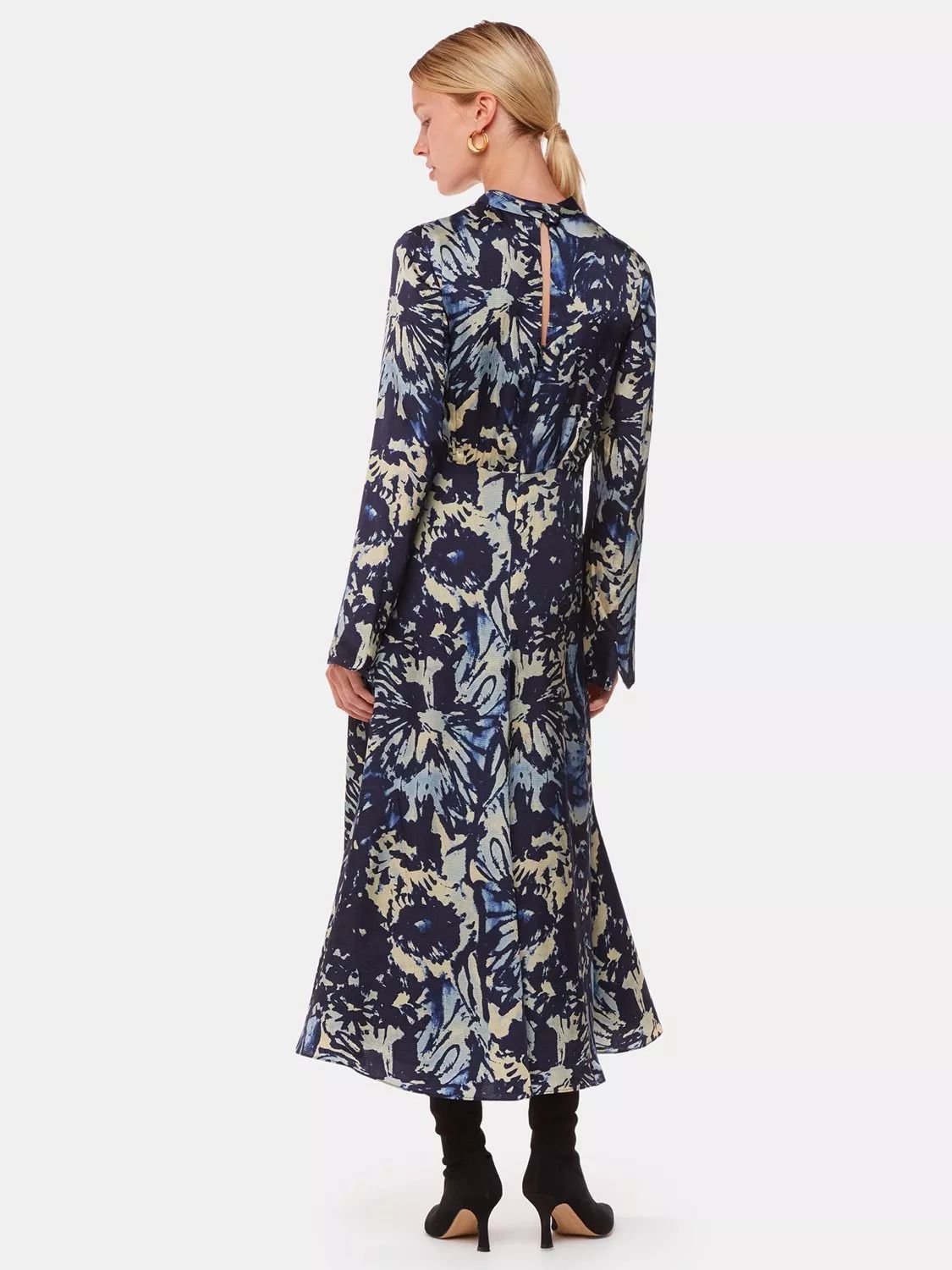 플로랄 새틴 미디 드레스 Dazzled Floral Satin Midi Dress, Navy/Multi 112451702