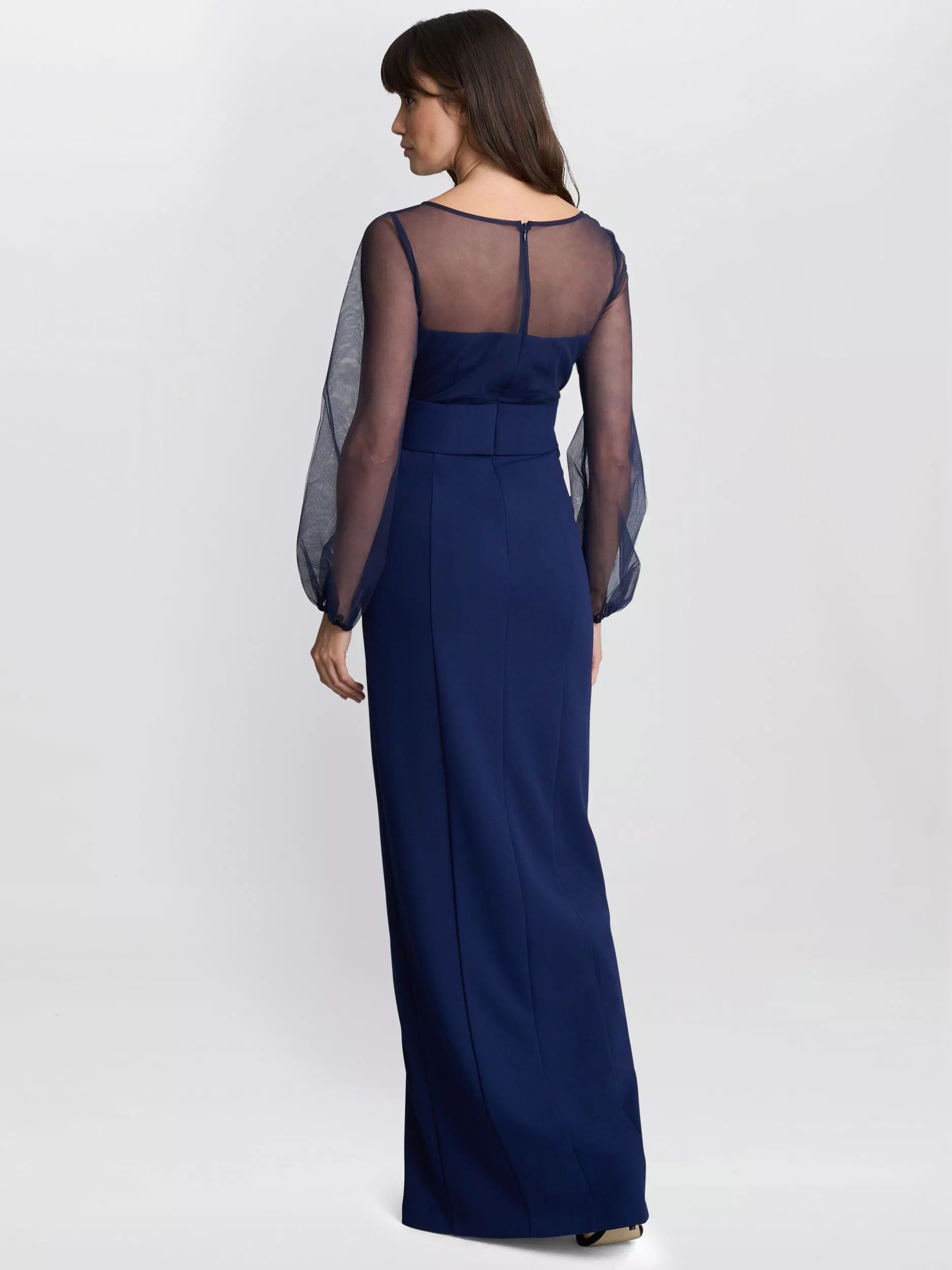 슬리브 맥시 드레스 네이비 Sheer Sleeve Maxi Dress, Navy 113081680