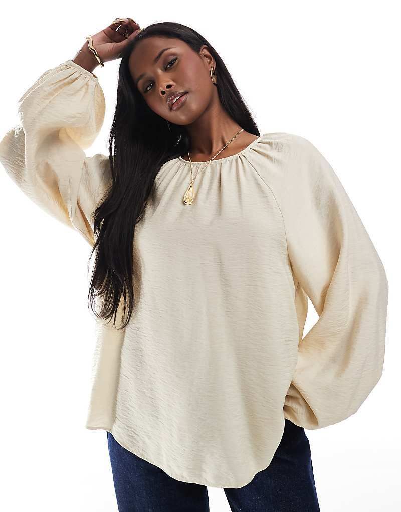 블라우스 베이지 Gesmokte Bluse in Beige 207950130Beige
