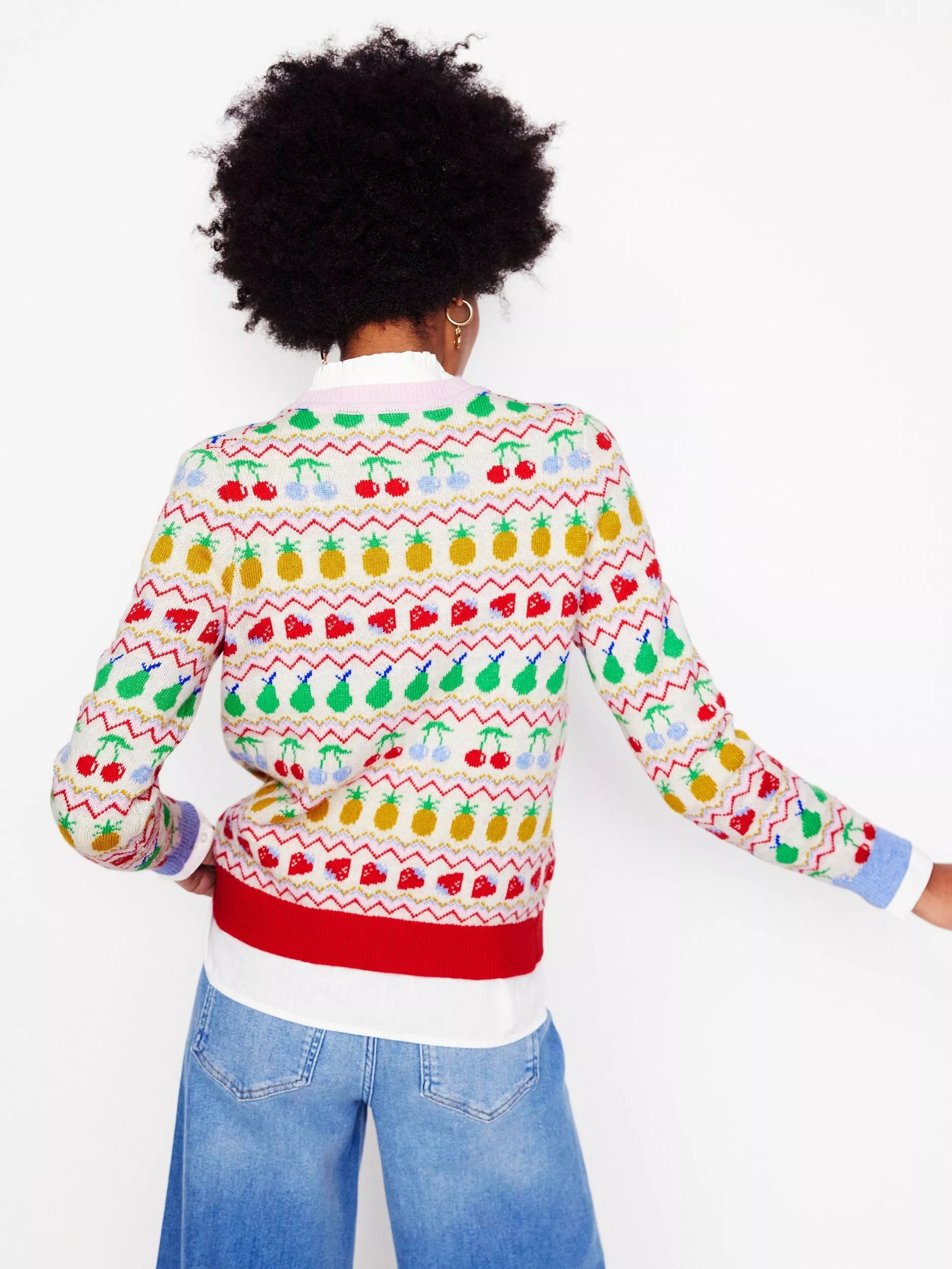과일 점퍼 에크루 Edie Fruit Fair Isle Jumper, Ecru Marl/Multi 113055620