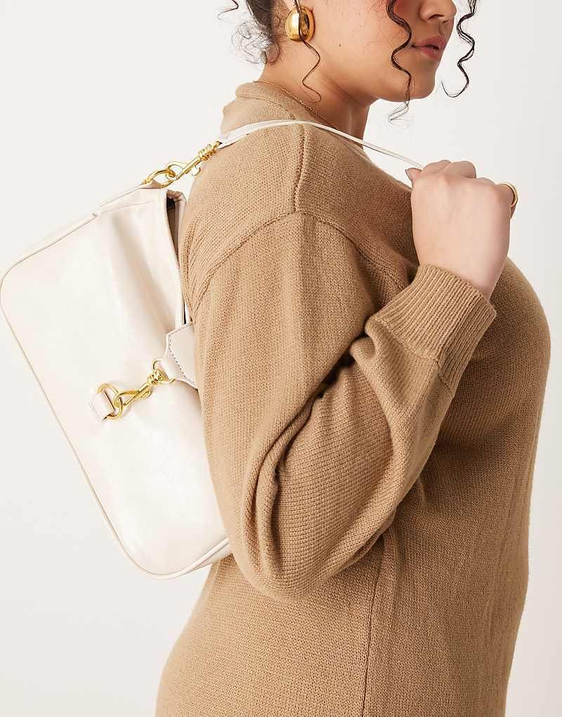 숄더백 크림 Elastische Schultertasche in Creme mit goldfarbener Schnalle 207296842Creme