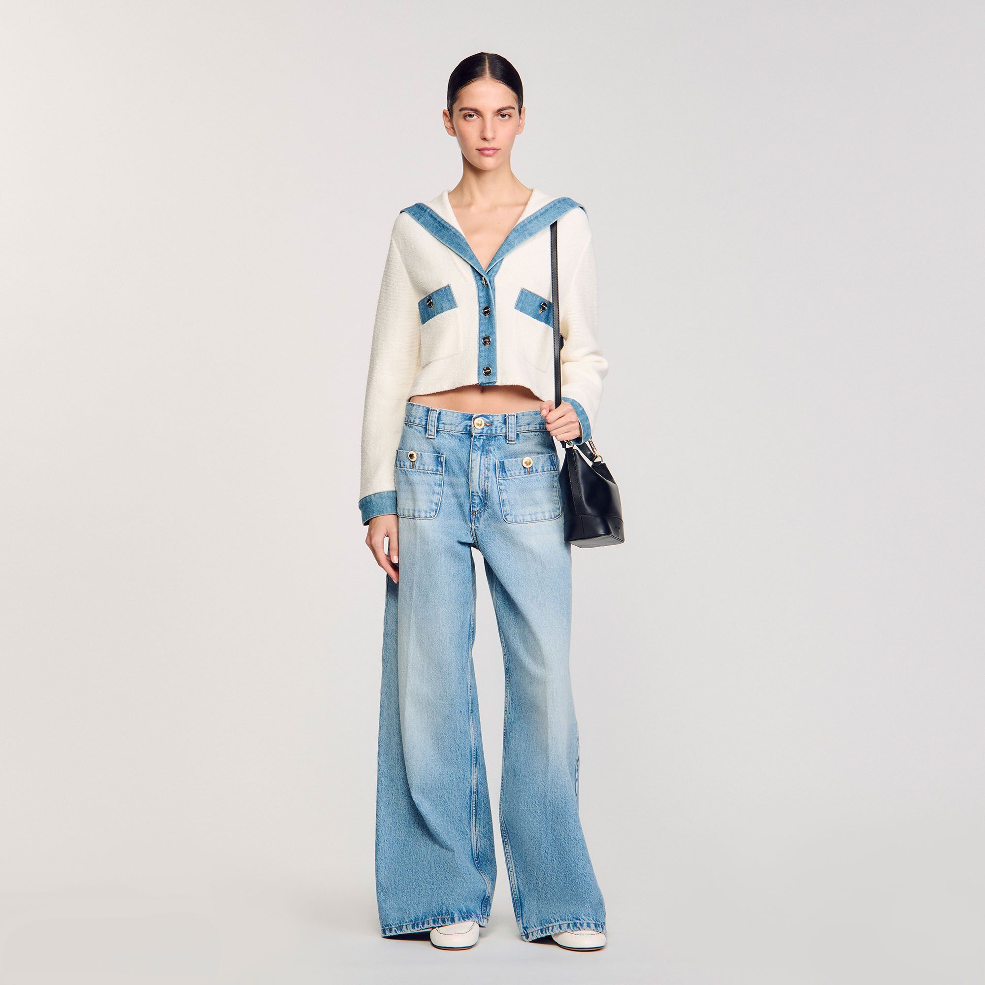 가디건 데님 디테일 Cardigan with denim details SFPCA0116811