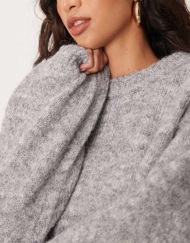 그레이 Gina Tricot   Superweicher Oversize-Strickpullover in meliertem Grau 207732082Dunkelgrau meliert