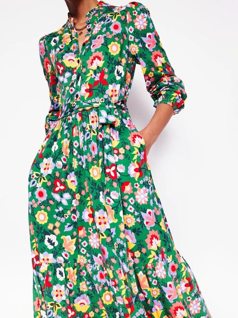 플로랄 저지 드레스 포레스트 Willow Floral Tiered Jersey Dress, Forest Grass, Vine 113055508