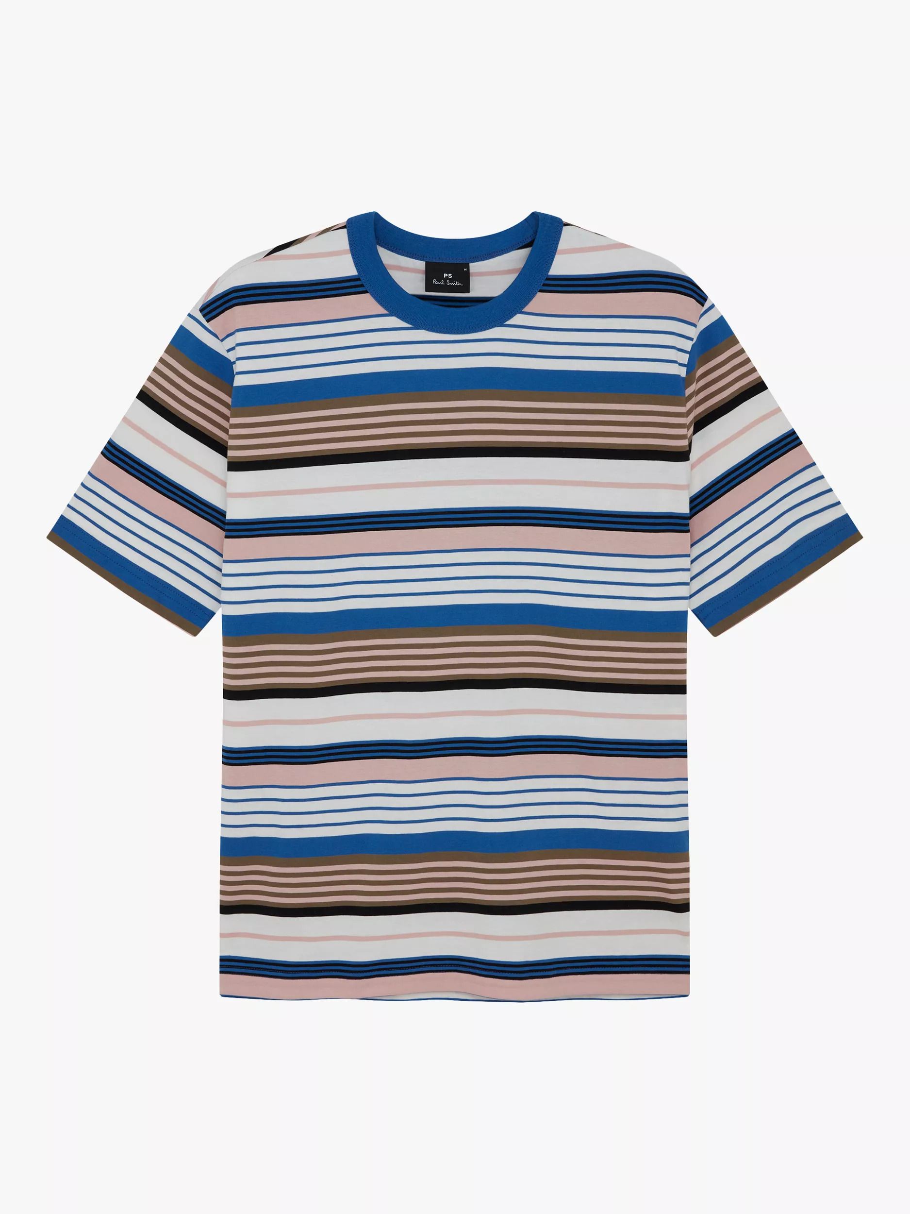 코튼 레귤러 핏 숏 슬리브 스트라이프 티셔츠 블루 PS  Cotton Regular Fit Short Sleeve Stripe T-Shirt, Blue 113065839