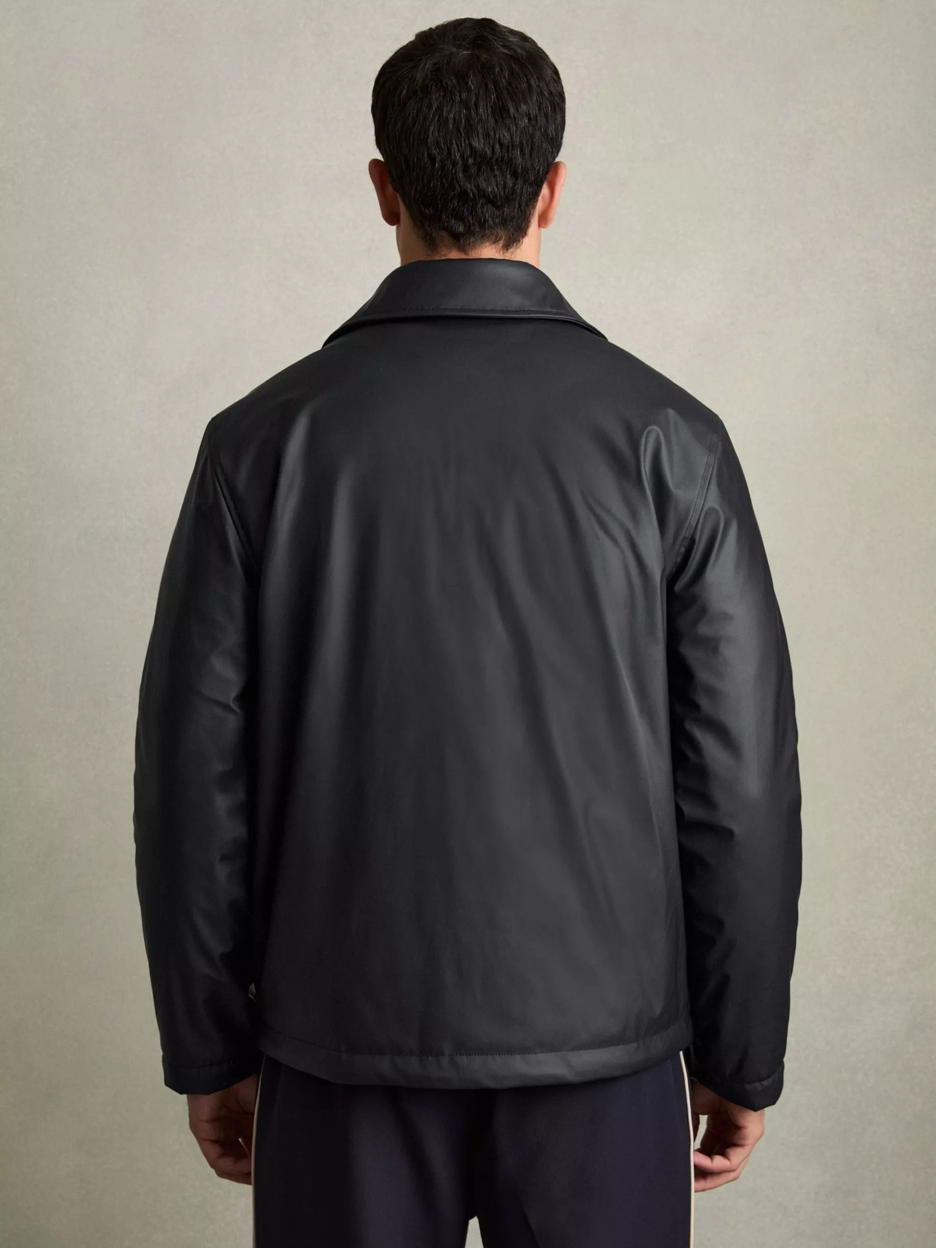 포우 가죽 셔츠 자켓 Hyde Faux Leather Shacket 113128965 Navy