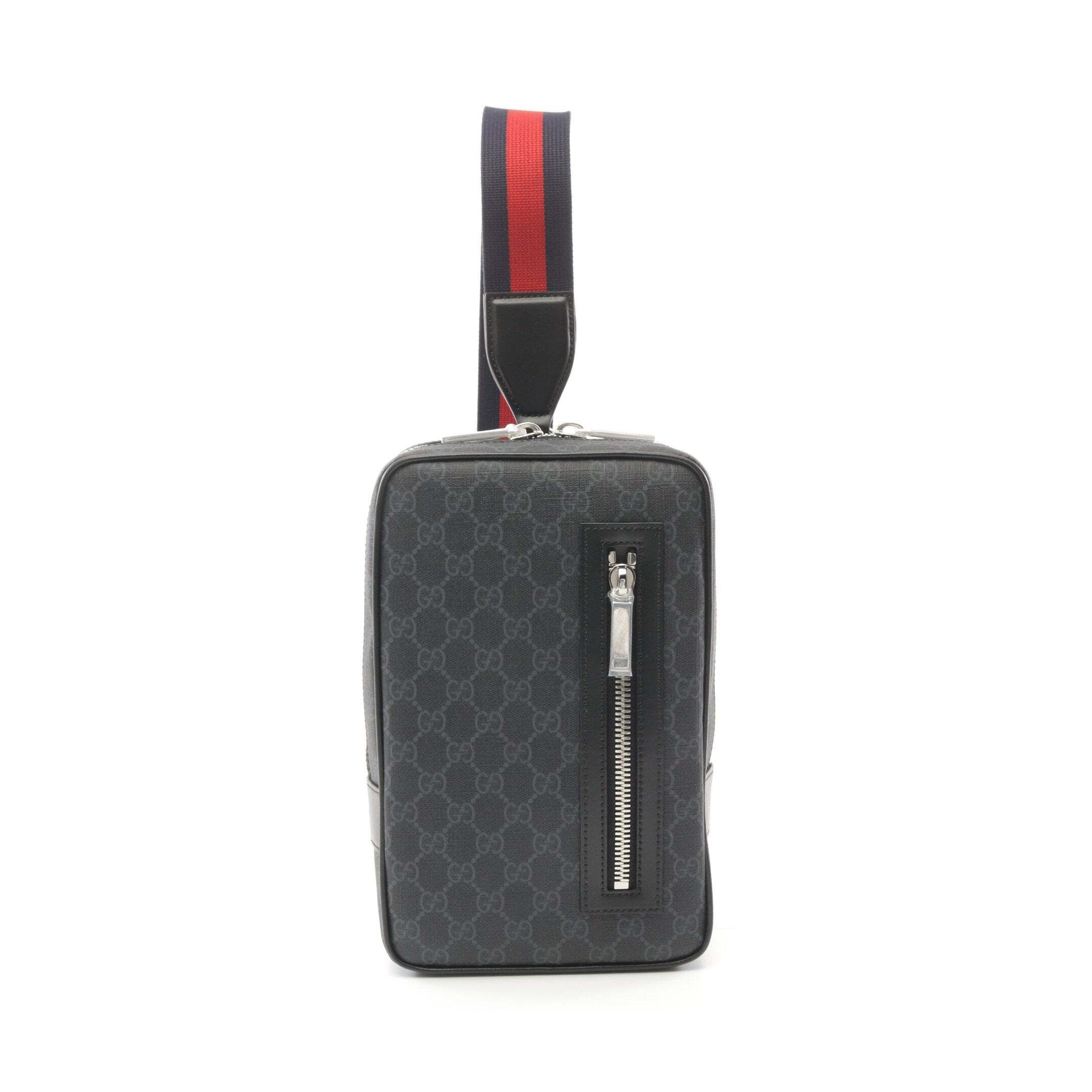 중고 남성,가방,벨트백 gg 수프림 바디백 pvc 가죽 다크 그레이 블랙 구찌   GG  PVC     956255