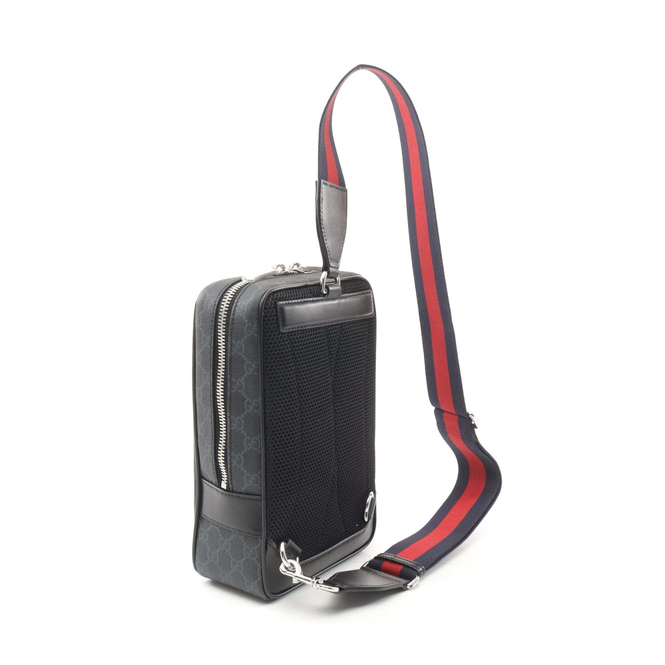 중고 남성,가방,벨트백 gg 수프림 바디백 pvc 가죽 다크 그레이 블랙 구찌   GG  PVC     956255