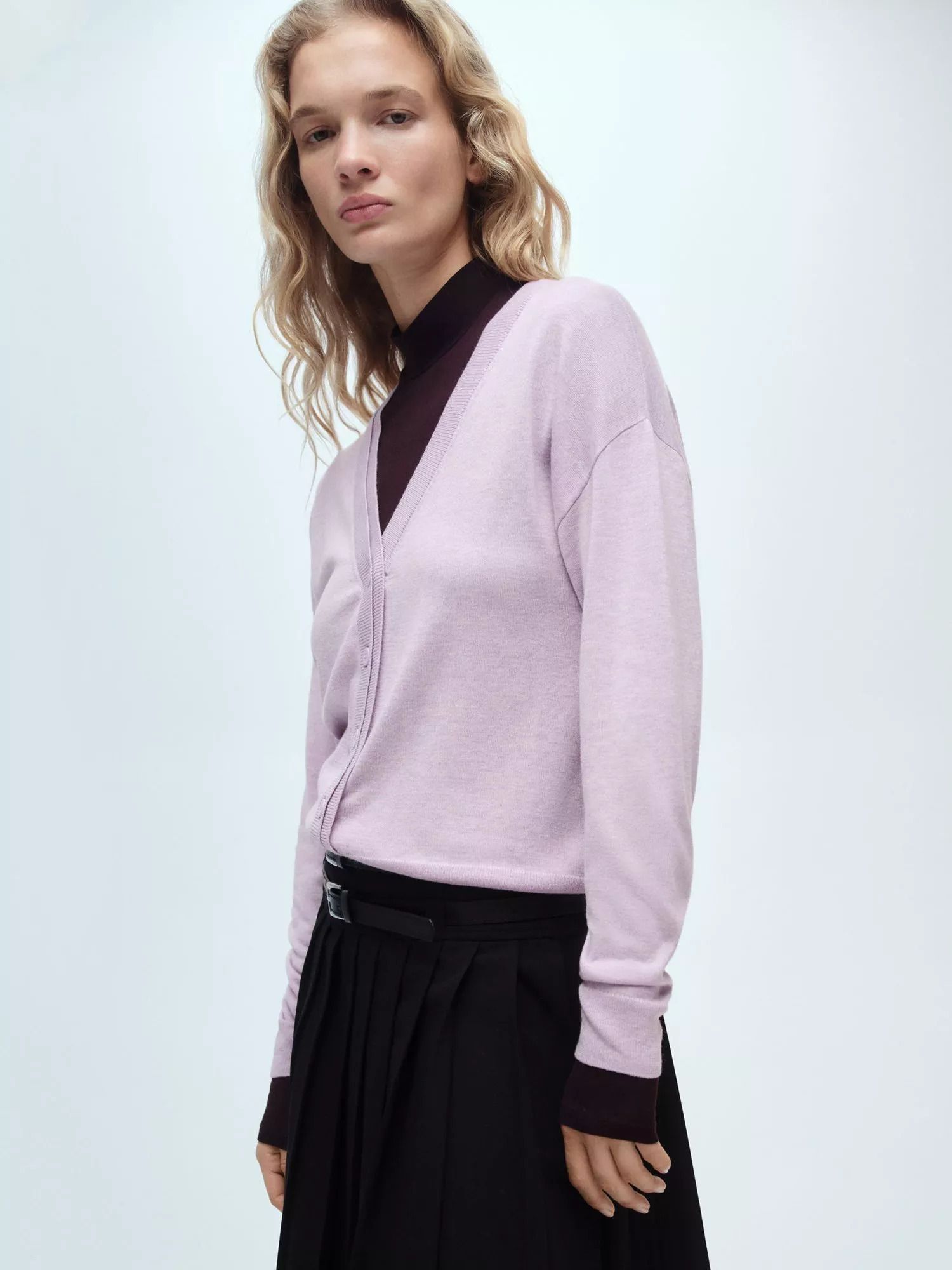 브이넥 가디건 Lucca V-Neck Cardigan 112838230 Pastel Purple