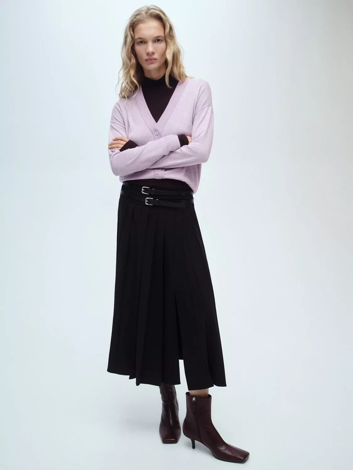 브이넥 가디건 Lucca V-Neck Cardigan 112838230 Pastel Purple