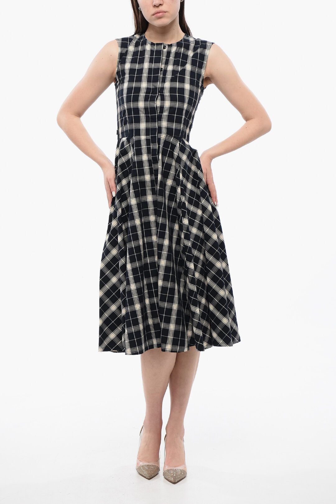민소매 롱 드레스 Checkered Sleeveless Long Dress 642655