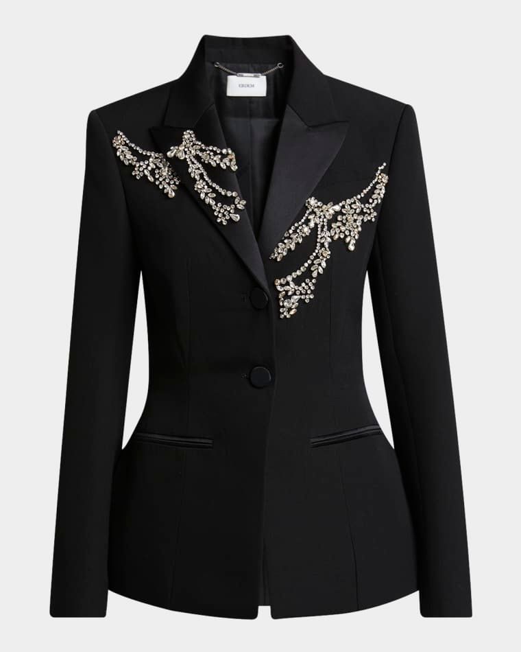 크리스탈 핏 울 블레이저 Crystal Fitted Single-Breast Wool Blazer prod279710075BLACK