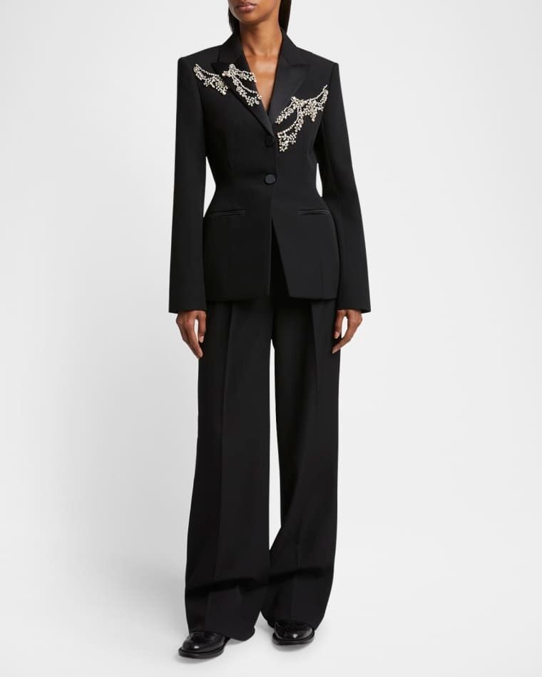 크리스탈 핏 울 블레이저 Crystal Fitted Single-Breast Wool Blazer prod279710075BLACK