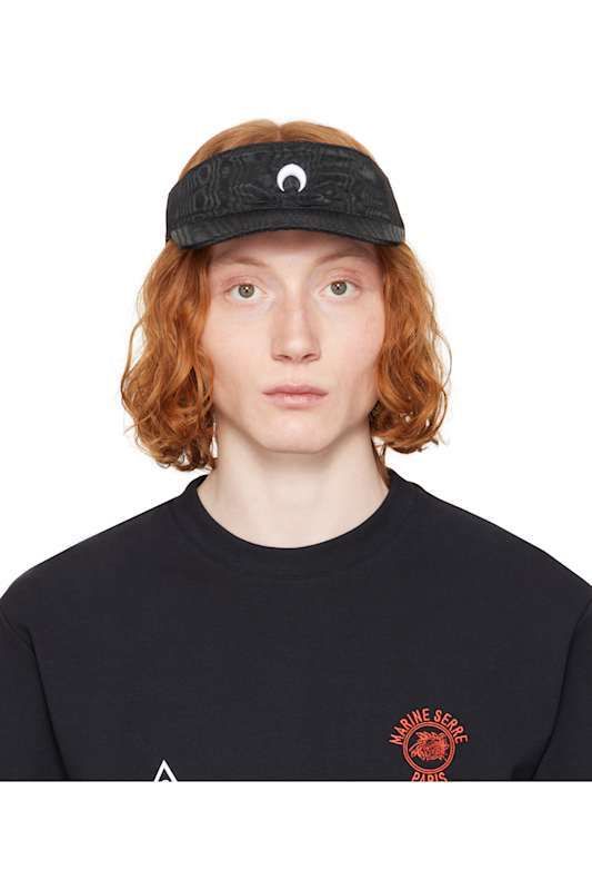 블랙 리사이클 모이어 모자 Black Recycled Moire Visor Cap 17337291