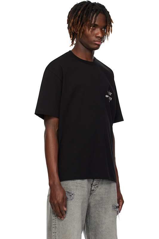 블랙 자수 티셔츠 Black Embroidered T-shirt 17357171