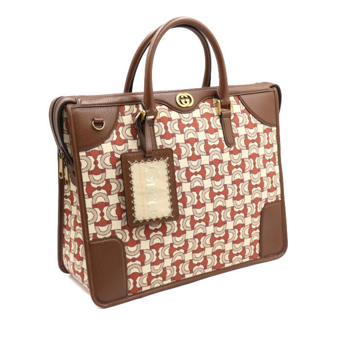 Gucci Interlocking Jacquard Horsebit Briefcase Tote Bag and