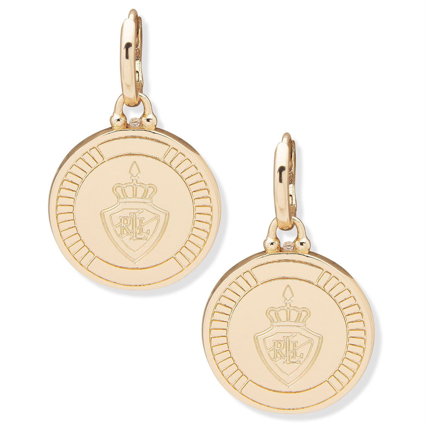 드롭 귀걸이 Crest Disc Drop Earrings 718074 Gold