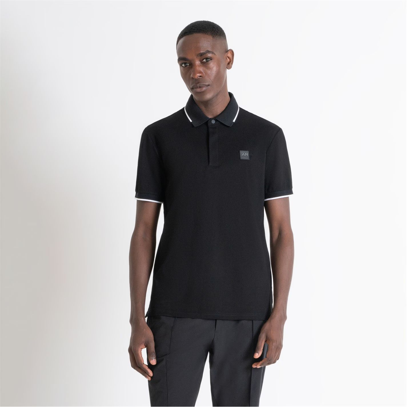 레귤러 핏 폴로 티셔츠 블랙 코튼 로고 REGULAR FIT POLO T-SHIRT IN BLACK COTTON PIQUE WITH LOGO Nero 54019403