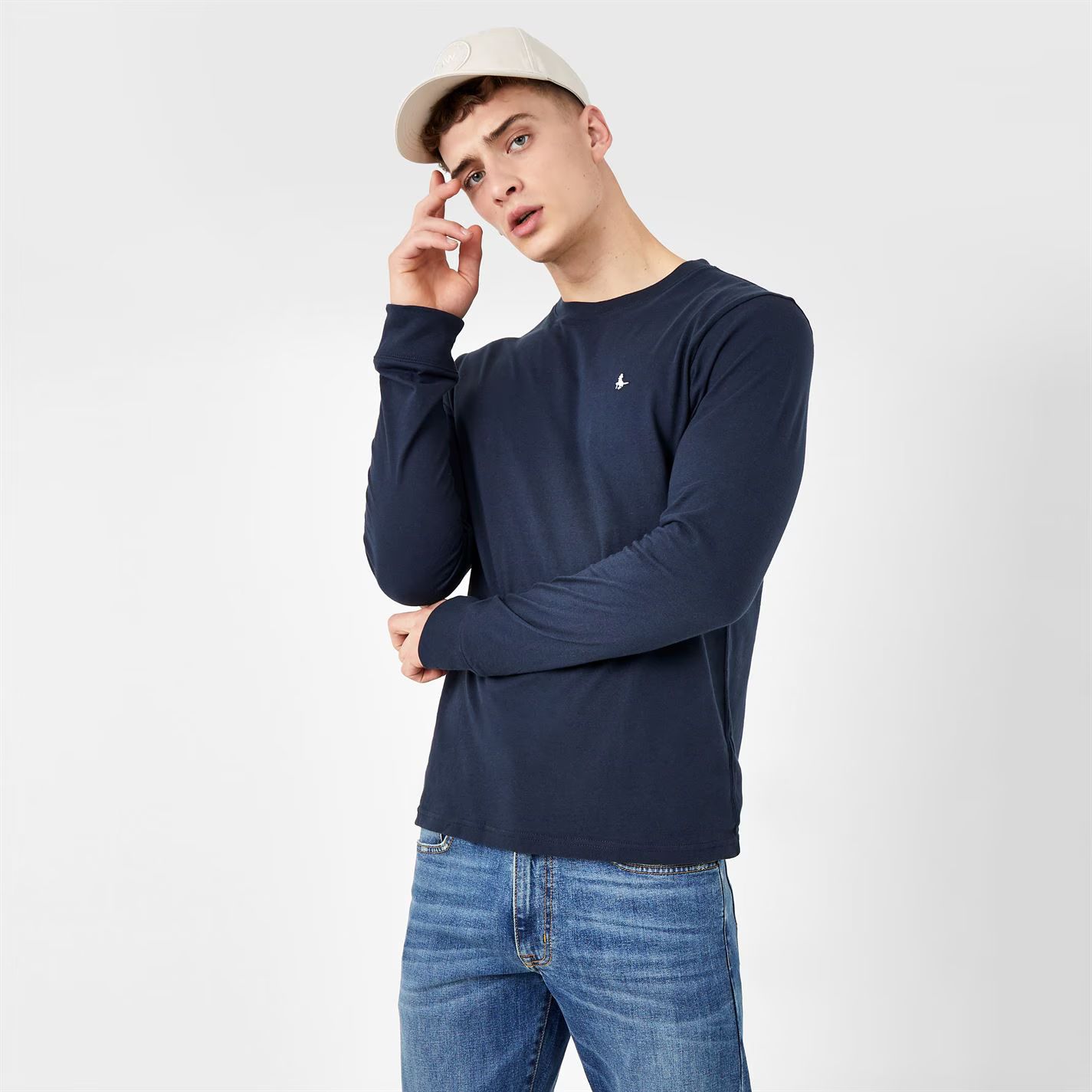 롱 슬리브 티셔츠 남성 네이비 Sandleford Long Sleeve T-Shirt Mens Navy 60690222