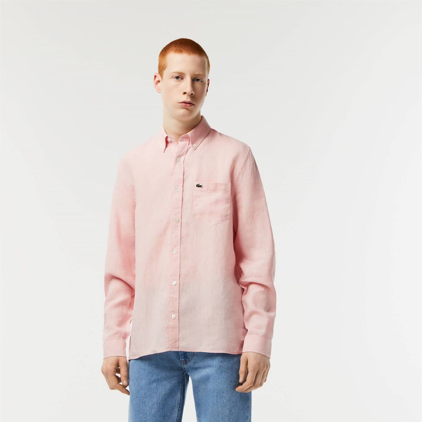 롱 슬리브 린넨 셔츠 핑크 Long Sleeve Linen Shirt Pink Y03 55594906