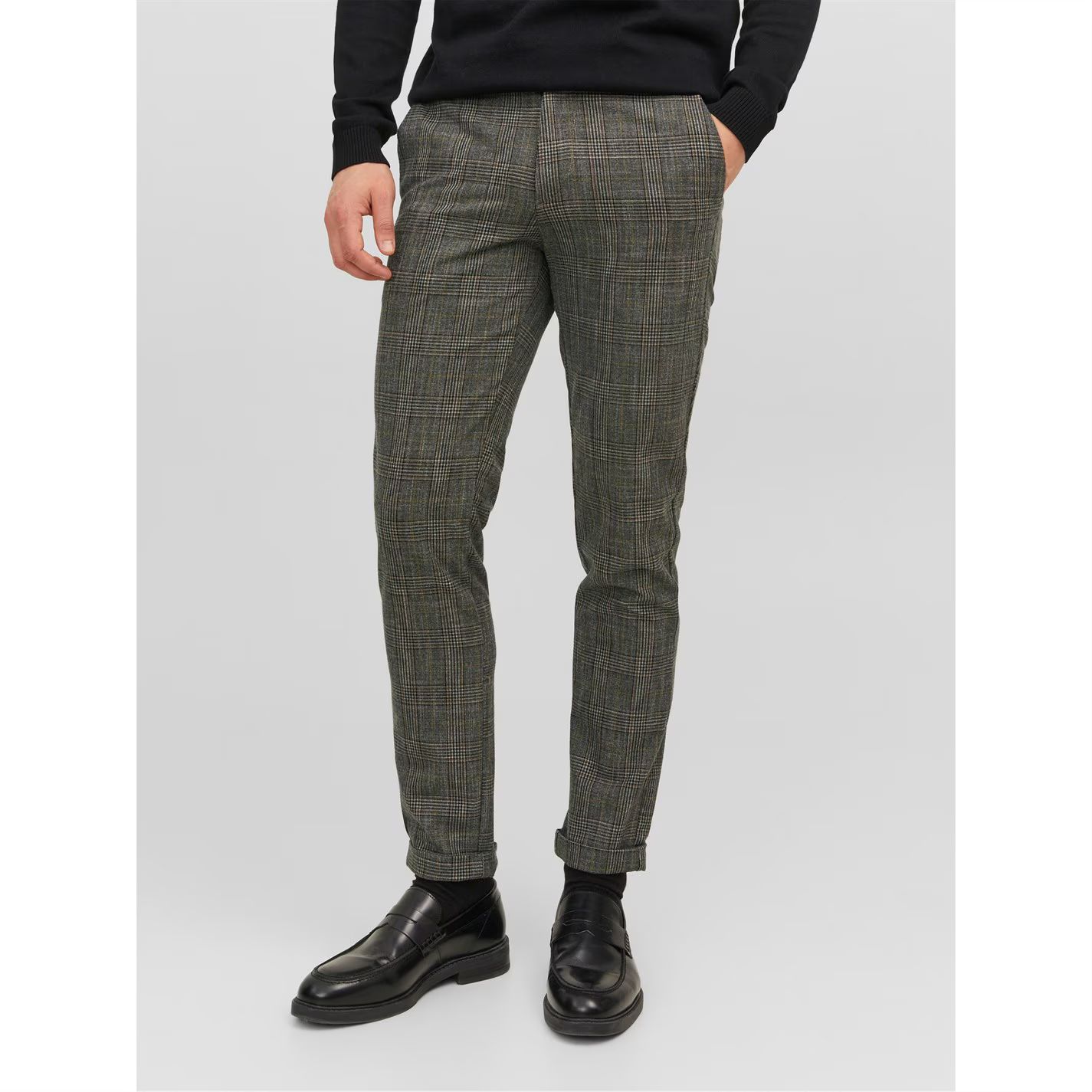 타탄 체크 치노 바지 체크 Marco Conner Tartan Chino Trousers Cumin Check 68426802
