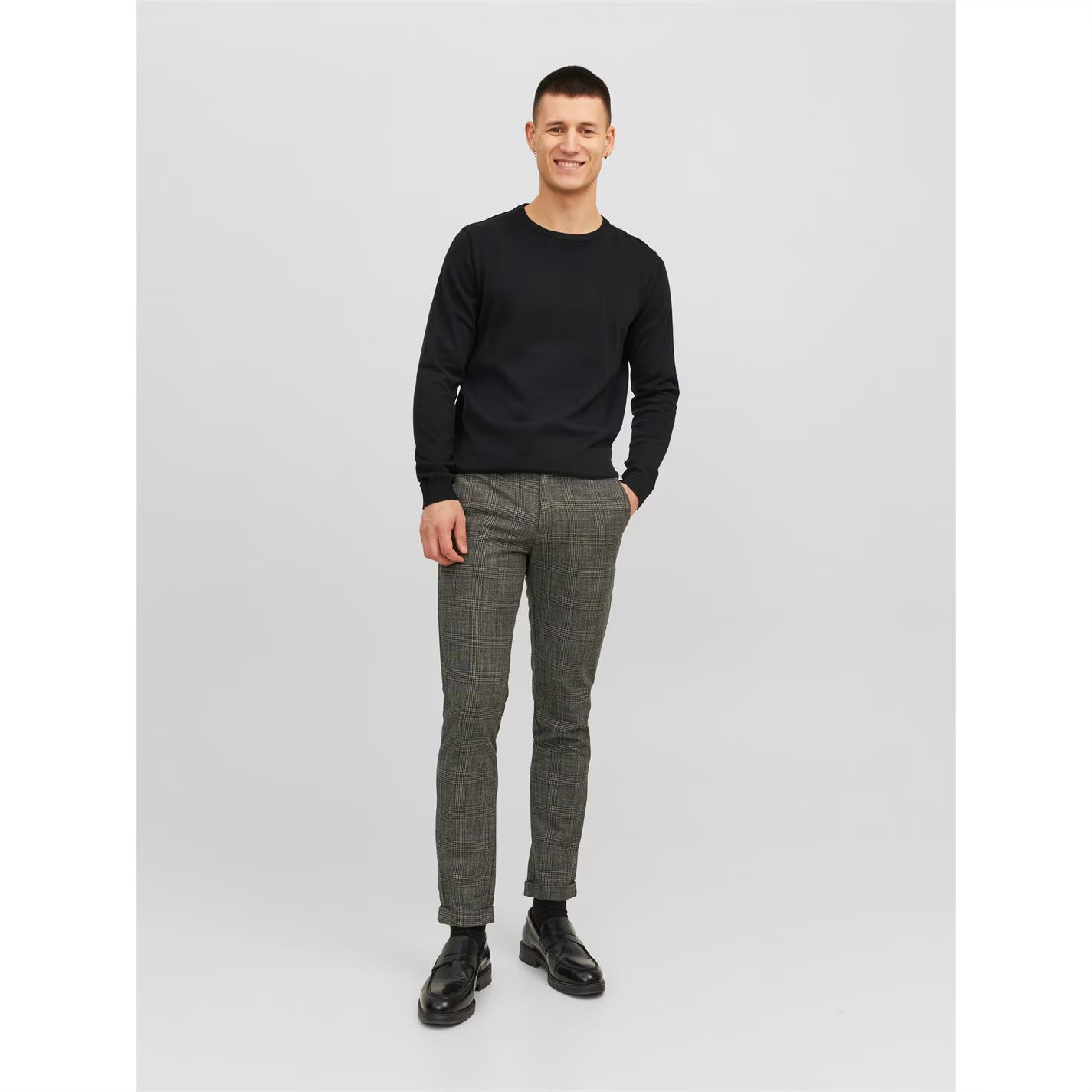 타탄 체크 치노 바지 체크 Marco Conner Tartan Chino Trousers Cumin Check 68426802