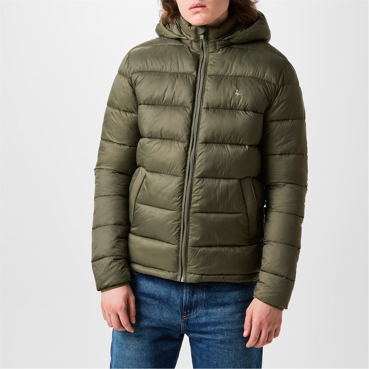 후드 푸퍼 자켓 남성 다크 카키 Kershaw Hooded Puffer Jacket Mens Dark Khaki 60388717