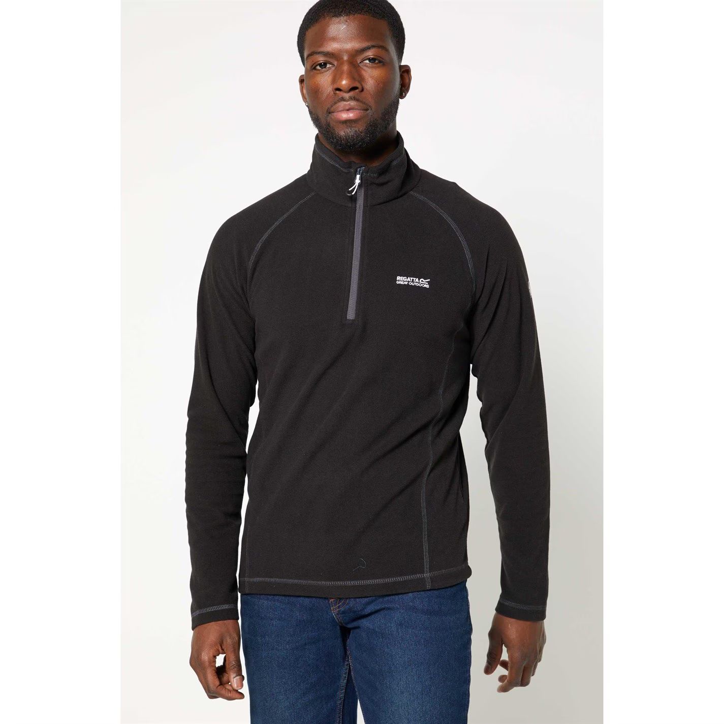 집업 블랙 플리스 자켓 Regatta Regatta Montes Half Zip Black Fleece Jacket Black 56347803