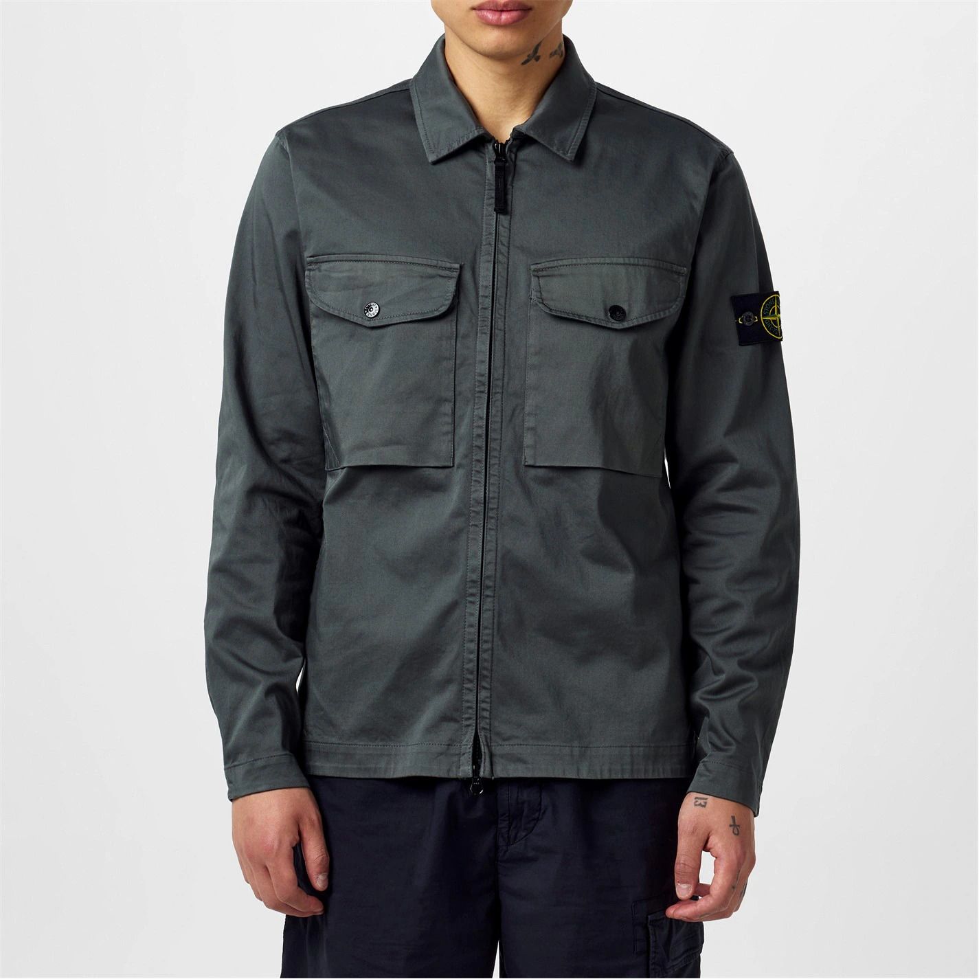 스트래치 코튼 새틴 오버셔츠 Stretch Cotton Satin Overshirt 590159 Muschio V0059
