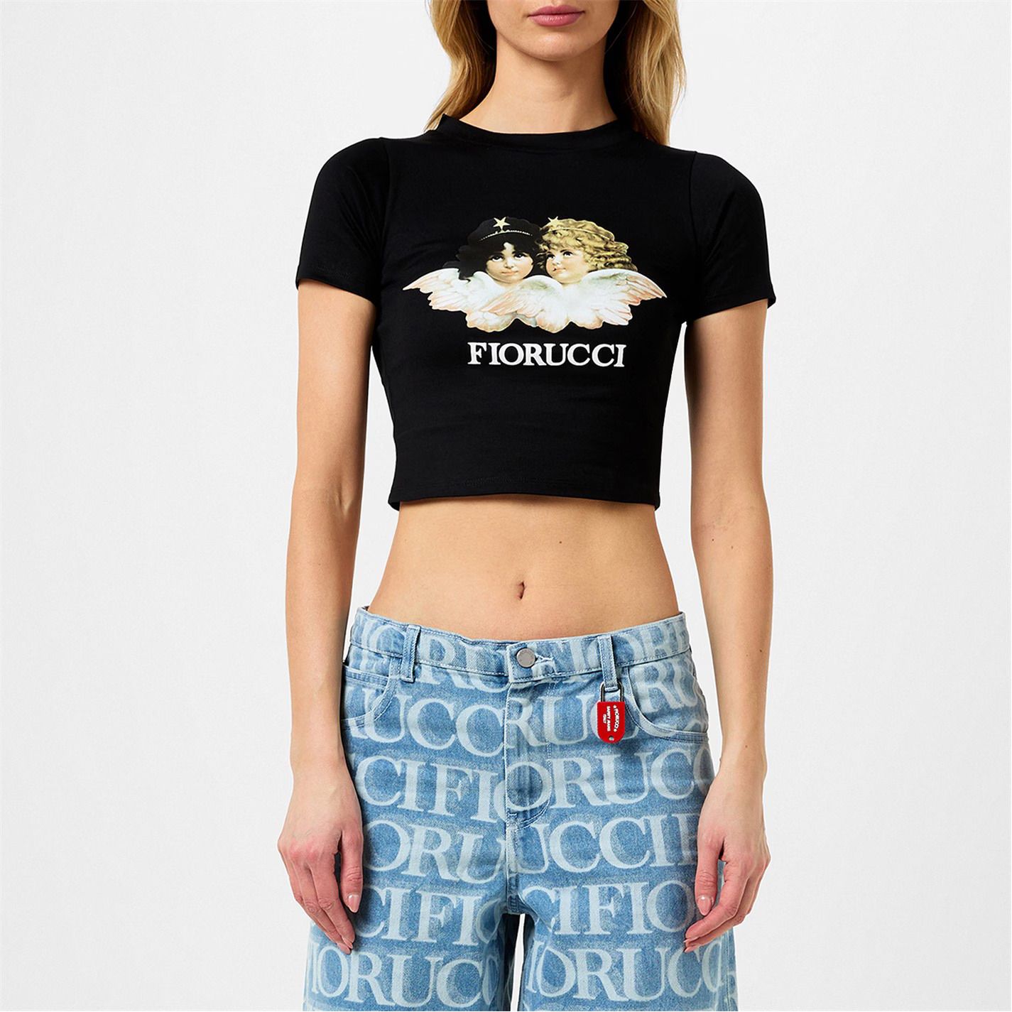 크롭 셔츠 Fiorucci Crop Angel T Shirt 653307 Black