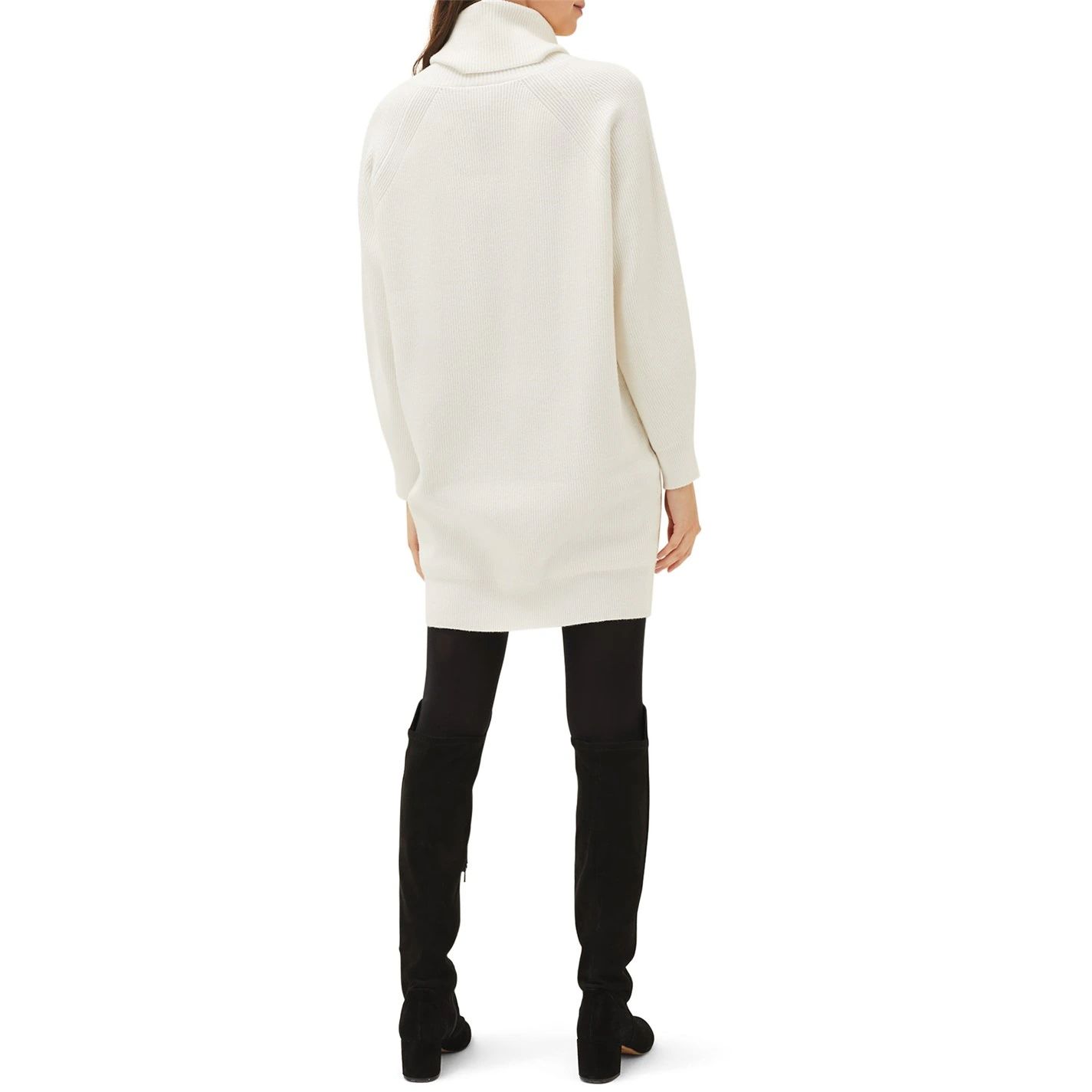 넥 드레스 윈터 화이트 Nisha Ribbed Cowl Neck Dress Winter White 31600801