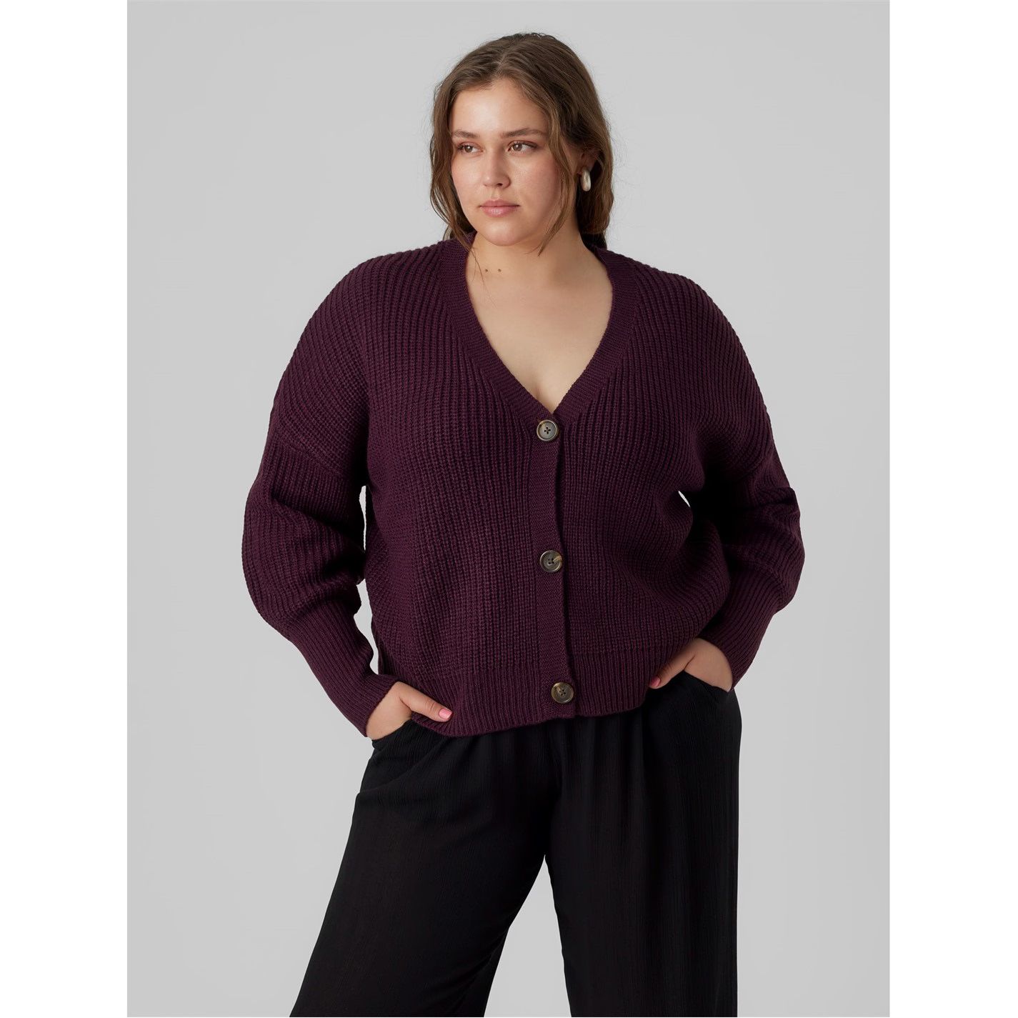 가디건 Vmlea Cardigan Plus Size Winetasting 50078724