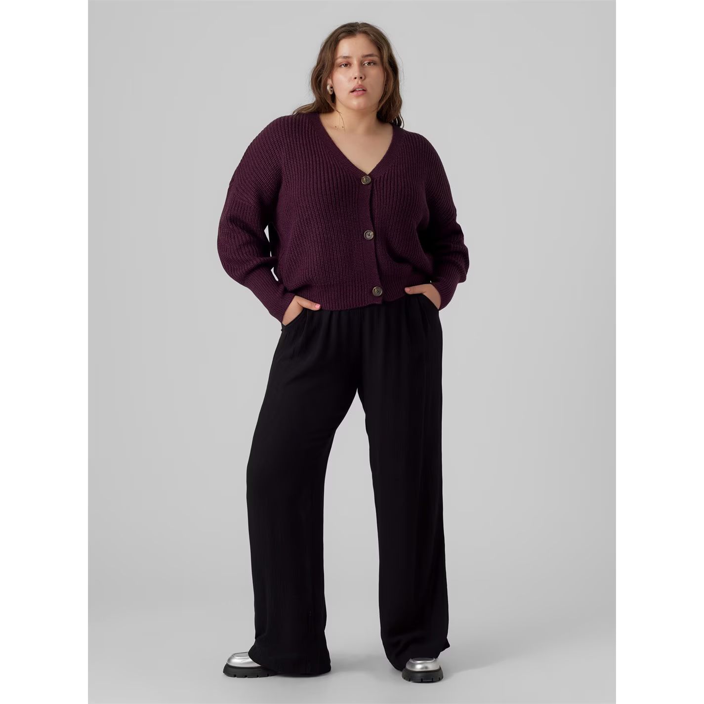 가디건 Vmlea Cardigan Plus Size Winetasting 50078724