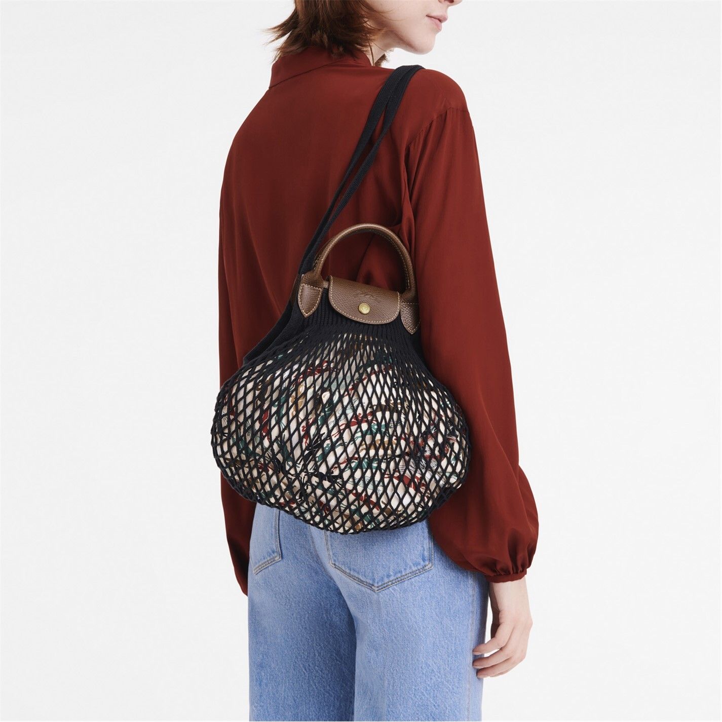 르 플리아쥬 메쉬 쇼핑 가방 Le Pliage Mesh Shopping Bag 736081 Black 001